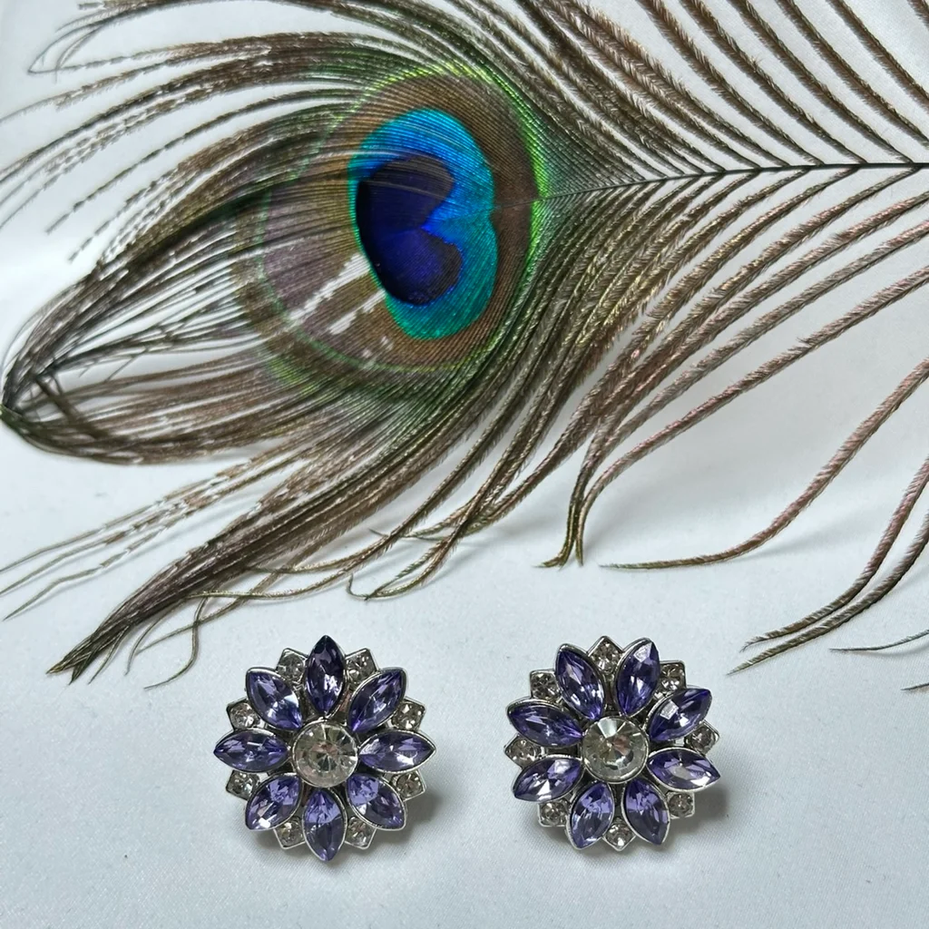 Paar knoopsluitingen "violette en zilveren strass" – photo 2